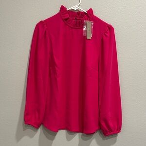 J. Crew Vibrant Pink Ruffle Blouse